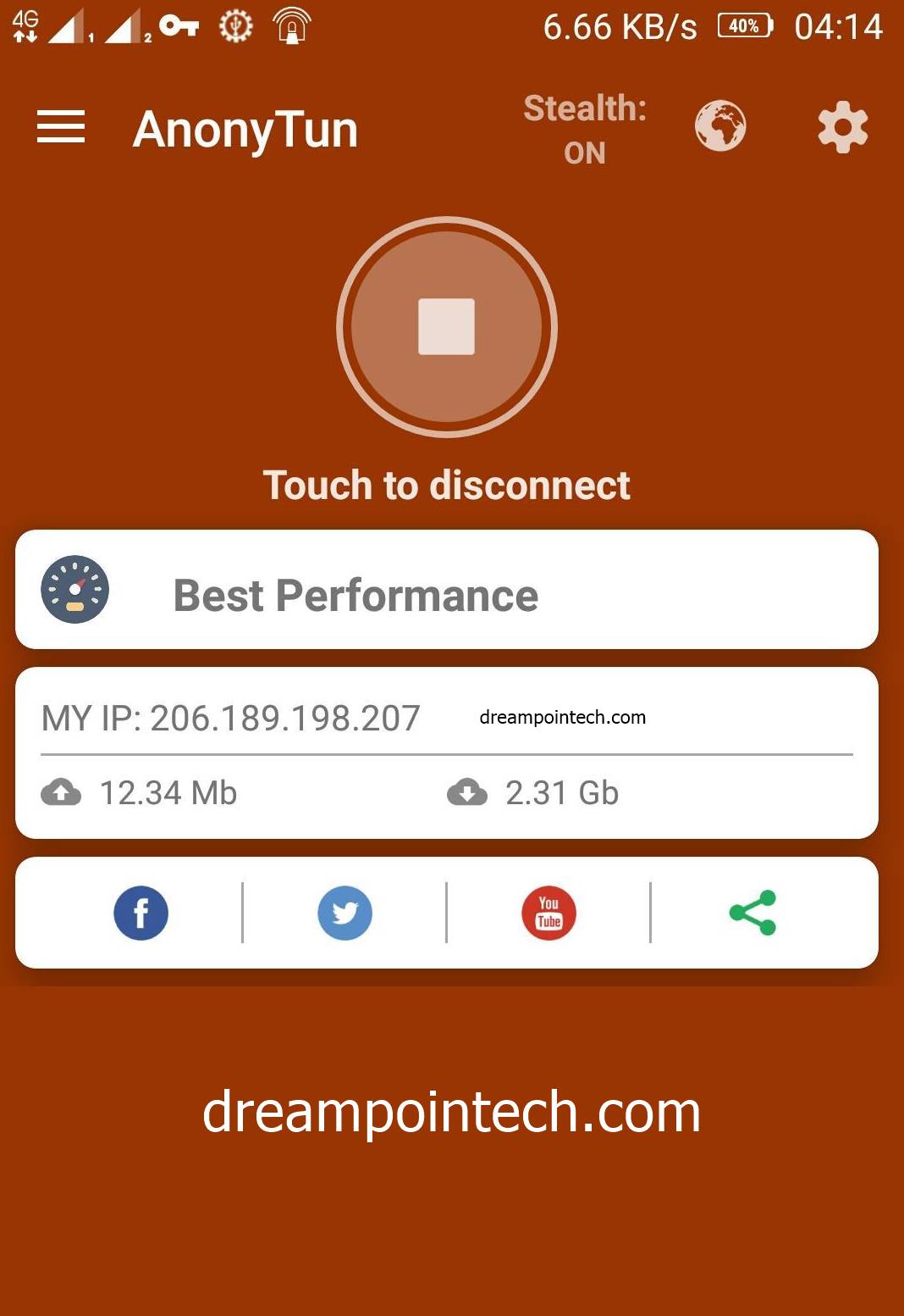Tap on 'Connect' to browse for free on Orange Cameroon (Unlimited internet access)