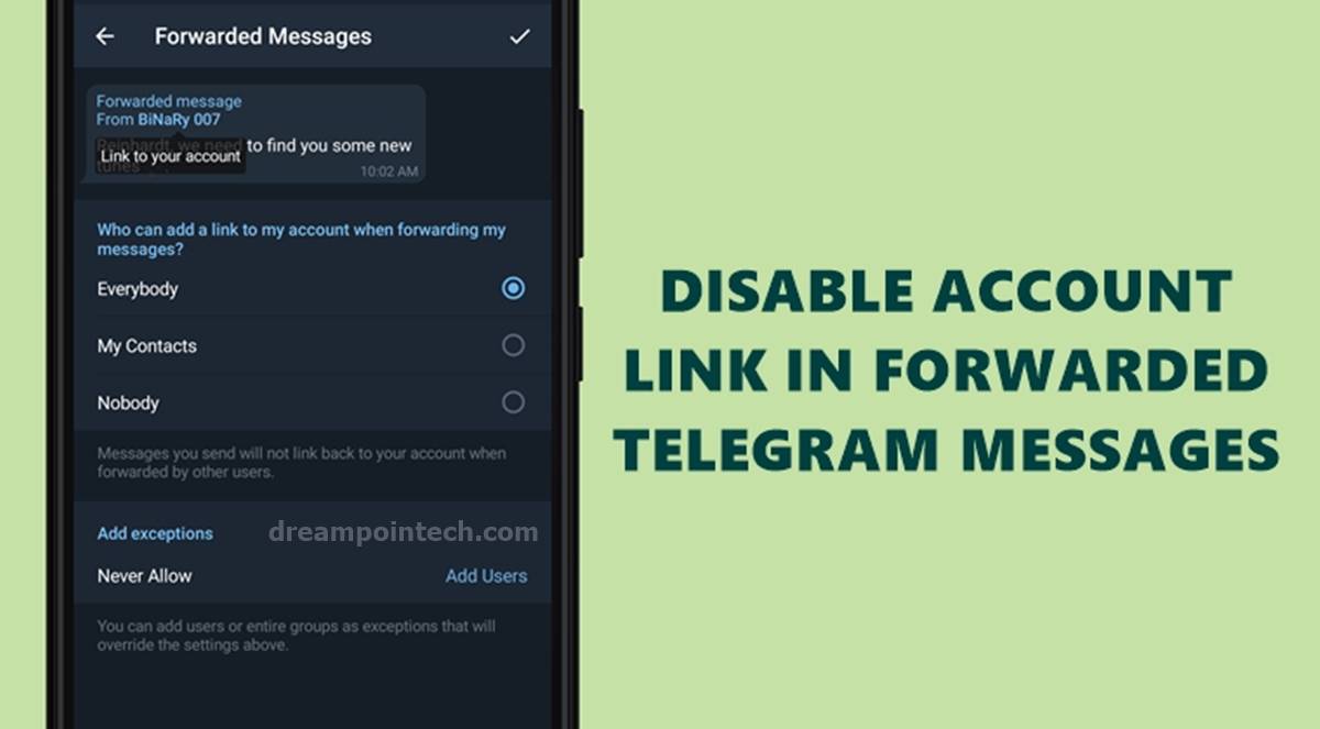 Procedure to disable forward Message link in Telegram(Anonymous Forwarder)