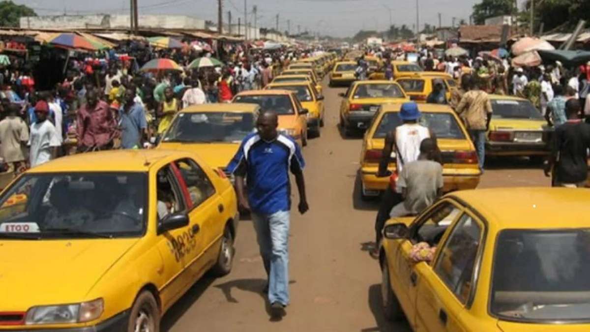 Road in Cameroon with Taxis