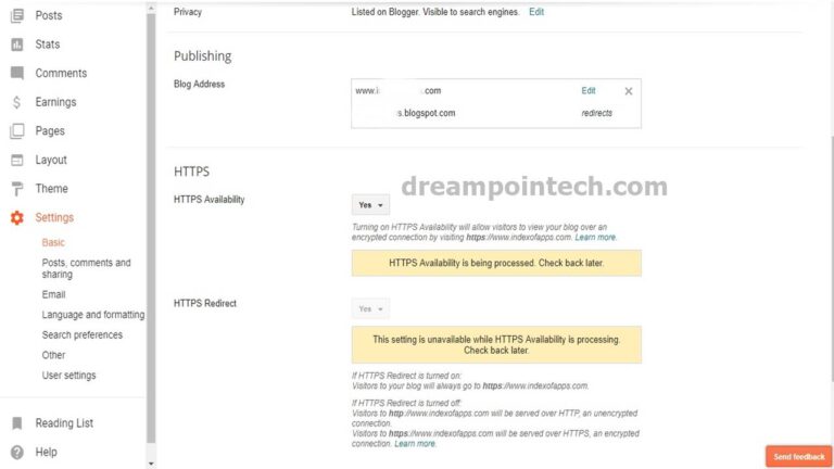 Fix Blogger Https Availability Status Unknown or Is Being Processed