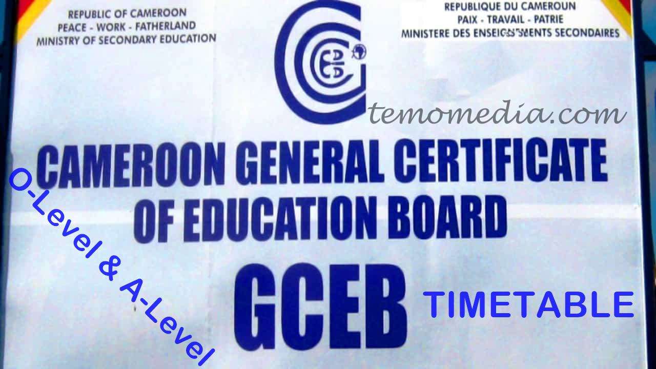 Cameroon GCE Board Timetable