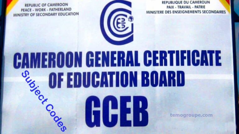 New Cameroon GCE Subjects and Codes