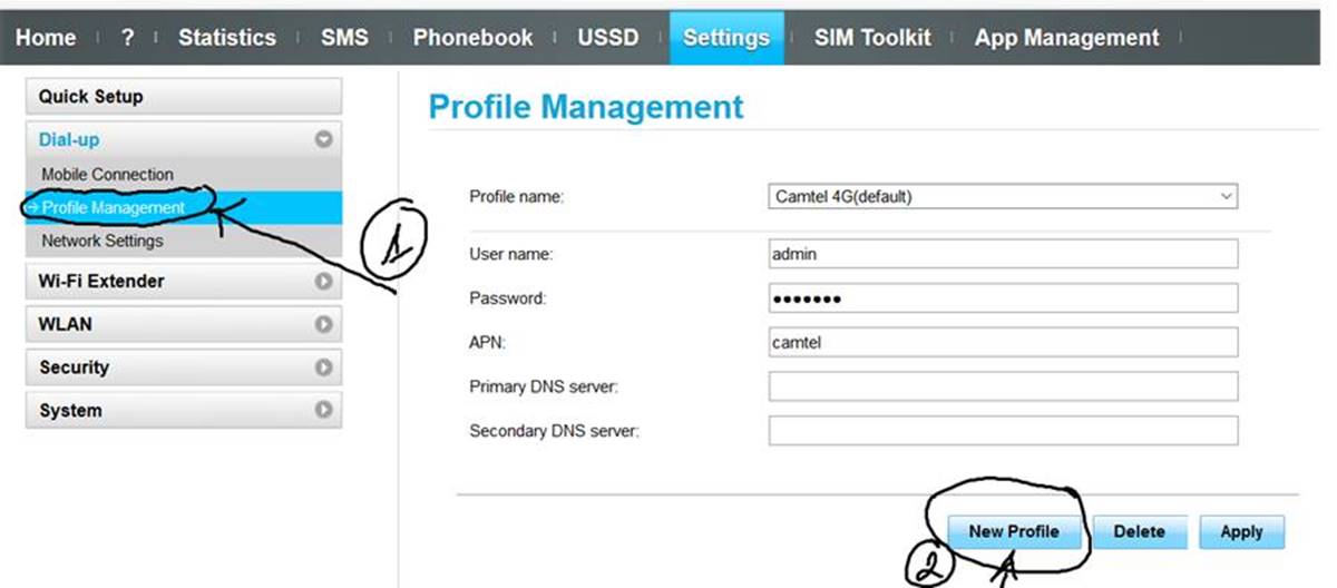 Appuyez sur Points d'accès ou Paramètres réseau