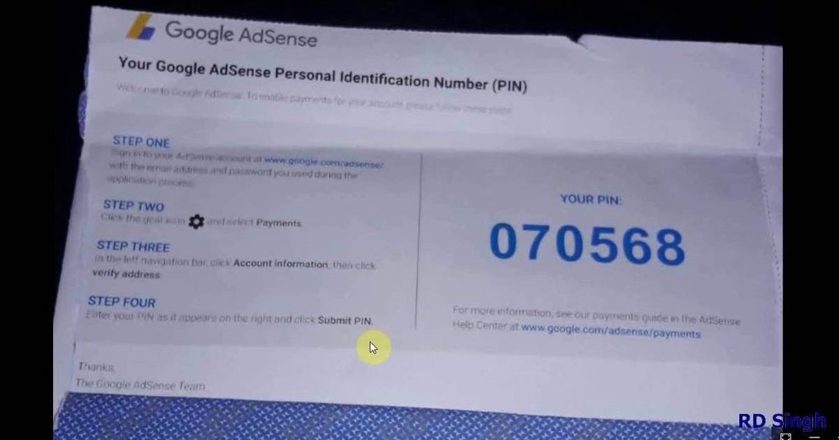 How to Verify Adsense Account Without Pin